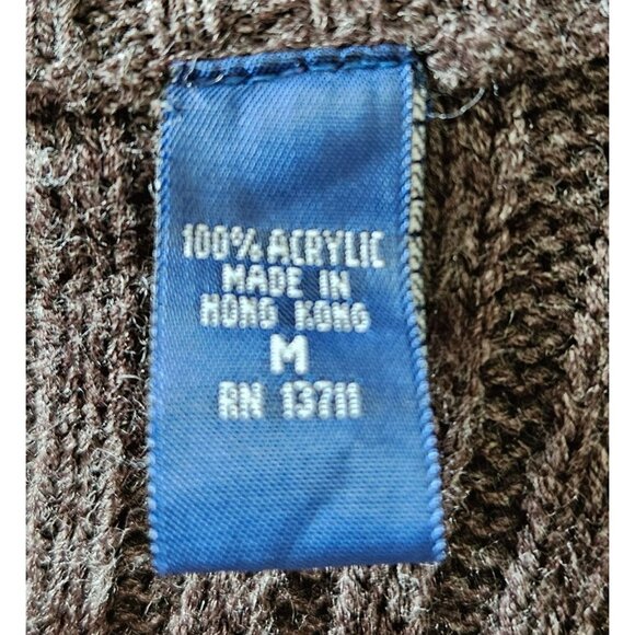 Karen Scott Woman Size M Brown Knee Length Button Up Cable Knit Cardigan Belted - Picture 9 of 9